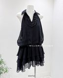  Đầm voan ngắn phối bèo cổ sơ mi 1888 