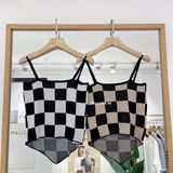  Áo dây len caro lai nhọn 3910 