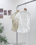  Áo sơ mi cổ Y nhún nẹp ngắn tay 6329 