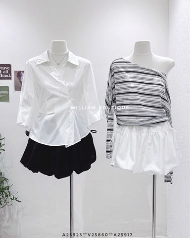  Áo tay dài lệch vai kẻ sọc 6815 