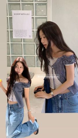  Áo kiểu caro 2 lớp 80085 