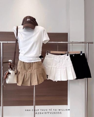  Váy jean ngắn xếp ly 6806 