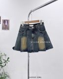  Váy jean ngắn wax xếp ly 9115 