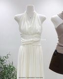  Đầm maxi trơn cổ V 5956 