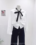  Áo sơ mi cổ trụ bo nơ đen 1705 