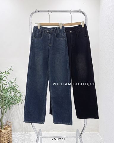  Quần jean suông trơn tối 3133 