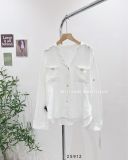  Áo sơ mi cổ trụ V form rộng 6812 