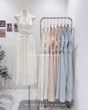  Đầm cổ V xếp eo linen 2529 