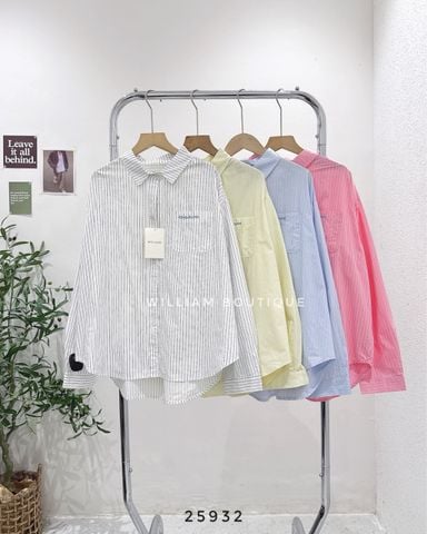  Áo sơ mi kẻ sọc thêu túi tay dài 3858 