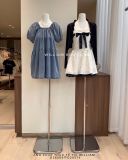  Đầm babydoll denim tay phồng 66292 