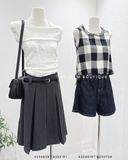  Quần short jean tối chỉ nổi 