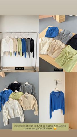  Áo dệt kim tay dài cổ polo V 2121 