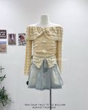  Áo len trễ vai xẻ giữa 8291 