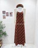  Đầm dây caro phối ren 1556 