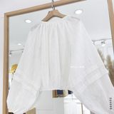  Áo sơ mi crop xô gân cổ tim 209 