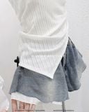  Quần short jean phối trắng 60108 