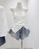  Quần short jean phối trắng 60108 