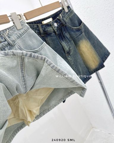  Váy jean ngắn wax xếp ly 9115 