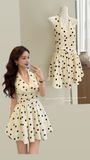  Đầm chấm bi ngắn cổ yếm 6692 