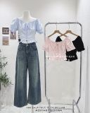  Quần jean suông ráp wax 3376 