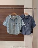  Áo sơ mi kẻ sọc thêu ngựa tay ngắn 3071 