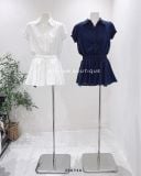 Đầm sơ mi xô viền ren 7521 