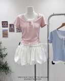  Áo thun phối bèo trắng 2515 