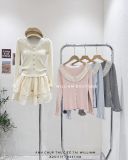  Áo len gân nút phối ren tay dài 0932 