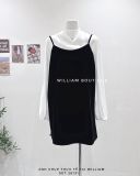  Set đầm dây nhung đen + áo trắng 6727 