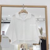  Áo so mi crop lụa gân 0528 