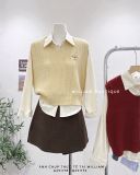  Áo sơ mi + gile len cổ tròn 7223 