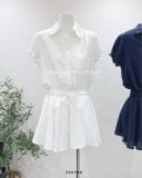  Đầm sơ mi xô viền ren 7521 