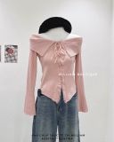  Áo len gân viền rách đan dây 1020 