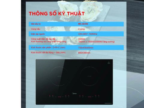 Bếp từ đôi Midea MC-ID358 - Công nghệ Inverter - Mặt kính Hegon cao cấp 