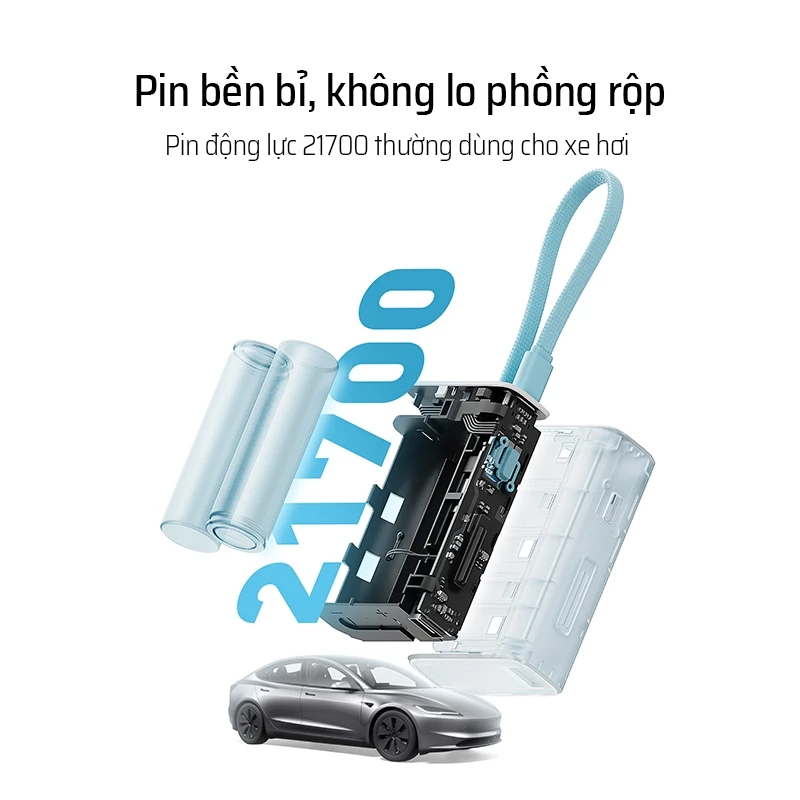  Pin Dự Phòng CUKTECH CP133L 10000mAh 33W (1*Type-C + 1*USB-A Port + 1*Type-C Built-in Cable, LED Display) 