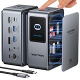  Trạm Sạc Đa Năng 13-in-1 VENTION TFX 8K (Thunderbolt 3/4, 8K@30Hz, TRRS Headset Jack, Interactive Touchscreen, Hidden Dual-Side Storage, Advanced Multi-Layer Cooling) 