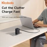  Củ Sạc Nhanh MCDODO FreeGo Series CH-848 100W (3*Type-C + 1*USB-A port, with built in retractable cable) 