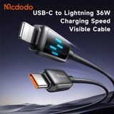  Cáp Sạc Nhanh C to Lightning MCDODO CA-263 36W (1.2m, 480Mbps, 4 Display Modes Speed, Supports CarPlay) 