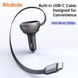  Tẩu Sạc Cho Ô Tô MCDODO CC-485 80W (With 80cm Type-C 45W built-in Retractable Cable, 1*Type-C + 1*USB-A port, Indicator Light Ring) 