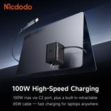  Củ Sạc Nhanh MCDODO FreeGo Series CH-848 100W (3*Type-C + 1*USB-A port, with built in retractable cable) 