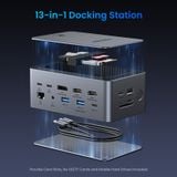 Trạm Sạc Đa Năng 13-in-1 VENTION TFX 8K (Thunderbolt 3/4, 8K@30Hz, TRRS Headset Jack, Interactive Touchscreen, Hidden Dual-Side Storage, Advanced Multi-Layer Cooling) 