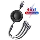  Cáp sạc dây rút 3 đầu Baseus Bright Mirror 3 in 1 (Type C/ Micro USB/ Lightning, 3.5A/ 1.2m, Retractable Fast Charge  Data Cable) 