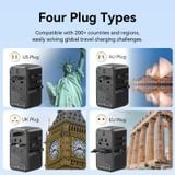  Củ Sạc Du Lịch Đa Năng Tích hợp cáp sạc dây rút VENTION FJI 65W Travel Universal Charger  (1C + 2A Ports, GaN V, 65W/60W/5W, with Built-in USB-C Cable) 