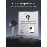  Đế Sạc Đứng Không Dây 2-in-1 AUKEY Qi2.2 MagFusion 2X LC-MC213 25W (Wireless Charging Qi2.2 25W, Strong Magnetic Force, 360° Rotation) 