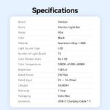  Đèn Treo Màn Hình Chống Chói Bảo Vệ Mắt VENTION PDA (3-Level Color Temp, Brightness Memory Function, Asymmetric Light Source, 6000K, Ra ≥ 80) 