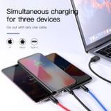  Cáp sạc và truyền dữ liệu tốc độ cao Baseus Three Primary Colors tích hợp 3 đầu kết nối Type C, Android và Lightning ( USB Type A to USB Type C/ Micro USB/ Lightning Fast Charging Cable) 