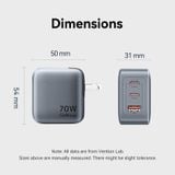  Củ Sạc Nhanh VENTION FEX 70W (2*Type-C + 1*USB-A, GaN V Tech) 