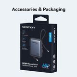  Pin Dự Phòng Kèm Cáp Type-C + Lightning VENTION FKM 10000mAh 45W (1*Type-C port, Digital Display) 