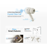  Tai Nghe Không Dây TWS QCY Buds (Bluetooth v5.3, 7H, IPX4, Al Noise Reduction for Call, 10mm Dynamic Driver, 0.06s Low Latency, 9 Tuned Preset EQs) 