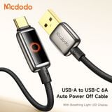  Cáp Sạc Nhanh USB to Type-C MCDODO CA-665 6A (1.2m, Auto Power Off, with Breathing Light, 480Mbps) 